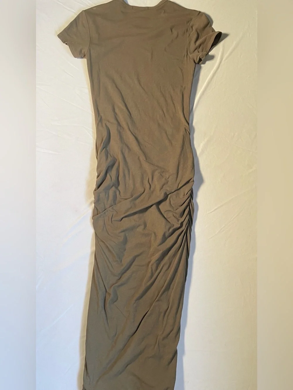 James Perse Olive Green Ruched Short Sleeve Maxi Dress - Picture 5 of 8